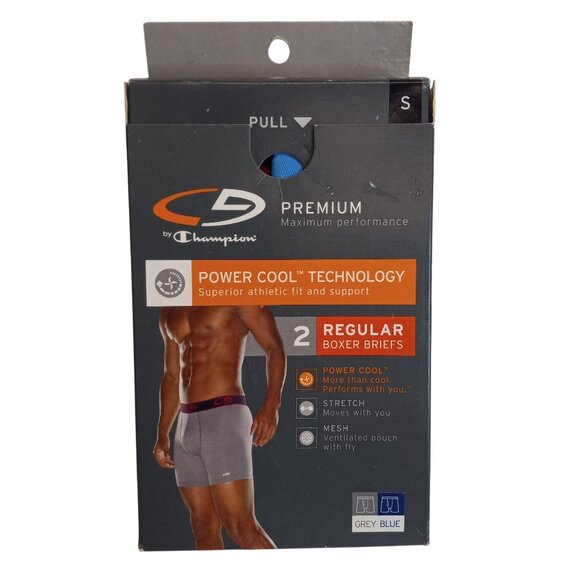 Champion S Mens Power Cool Boxer Briefs 2 Pack Blue Premium Fit Stretch Mesh NEW - Picture 1 of 5